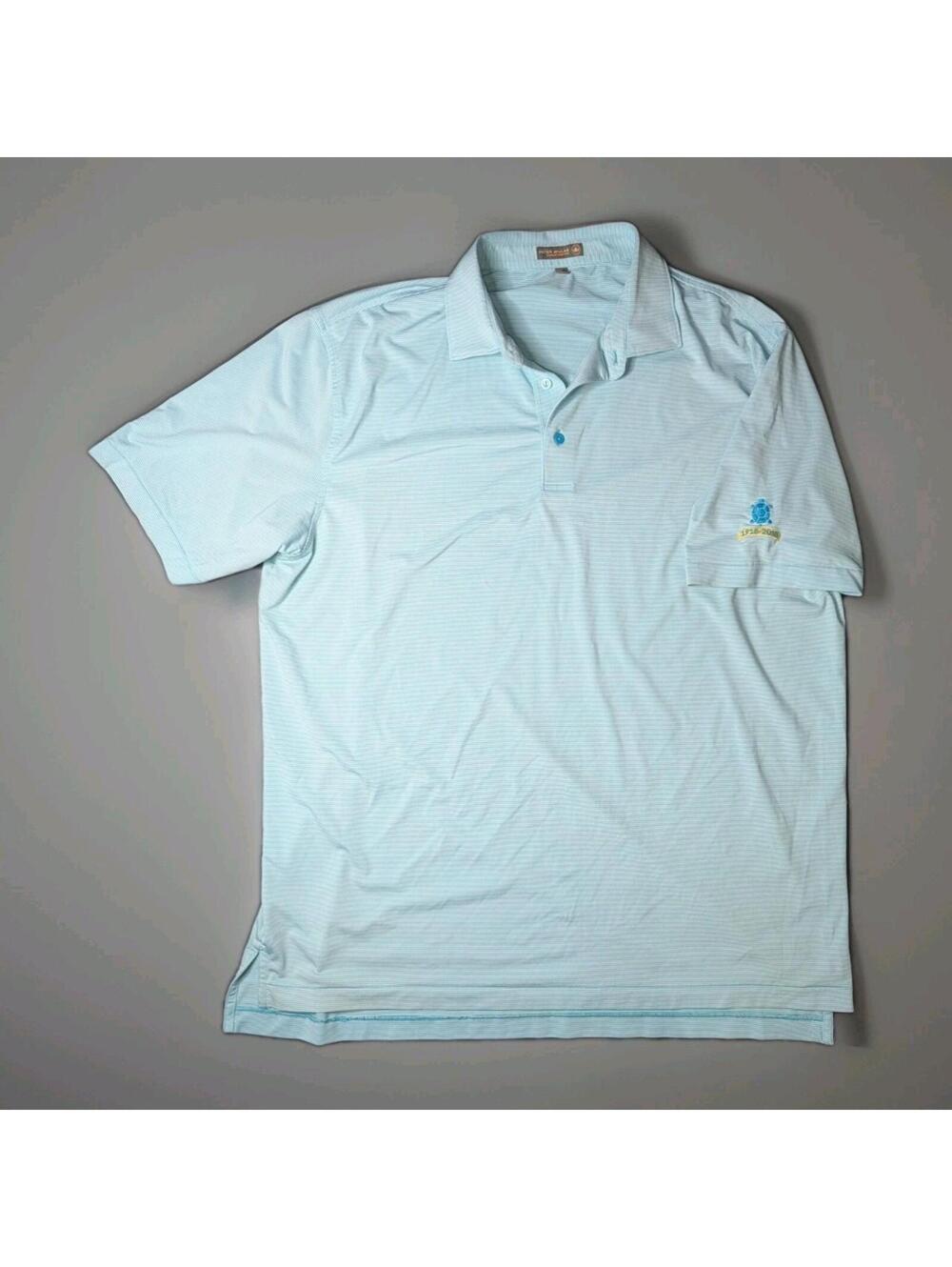 peter millar summer comfort Golf polo Blue White Stripe XL Belmont County Club